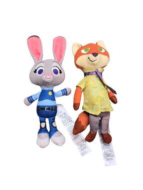 Disney Store Zootopia Judy Hopps Nick Wilde Plush Stuffed Animal Toy  12"